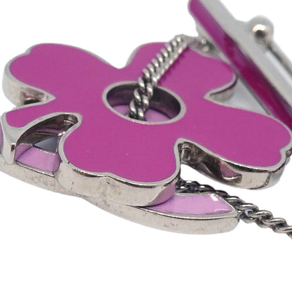 Chanel Dangle Brooch Pin Silver Pink 04P