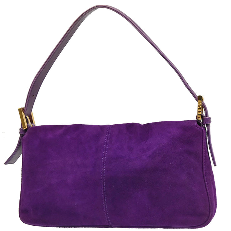 Fendi Purple Suede Baguette Handbag