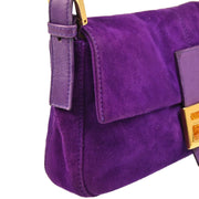 Fendi Purple Suede Baguette Handbag