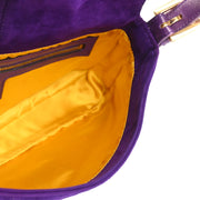 Fendi Purple Suede Baguette Handbag