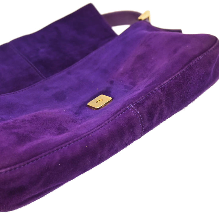 Fendi Purple Suede Baguette Handbag