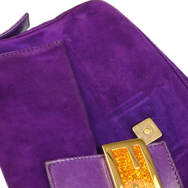 Fendi Purple Suede Baguette Handbag