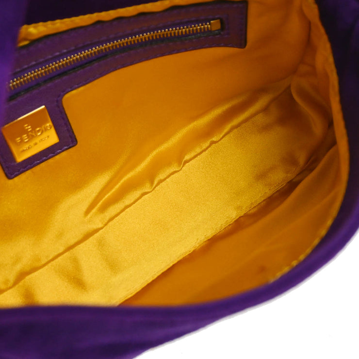 Fendi Purple Suede Baguette Handbag