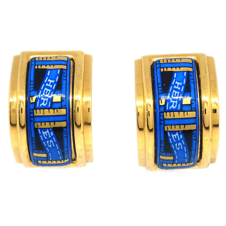 Hermes Gold Enamel Cloisonne Ware Earrings Clip-On