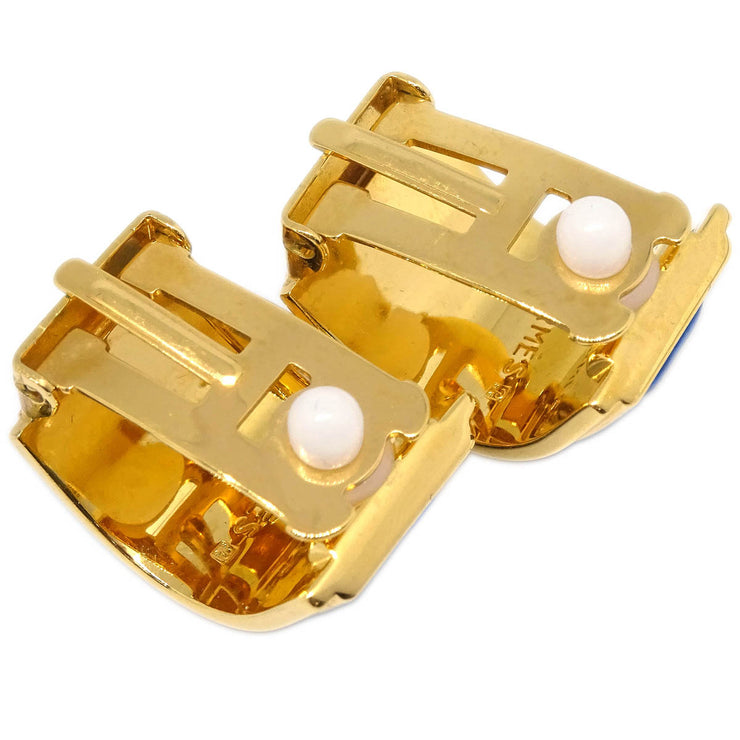 Hermes Gold Enamel Cloisonne Ware Earrings Clip-On