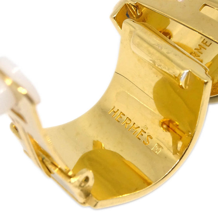 Hermes Gold Enamel Cloisonne Ware Earrings Clip-On