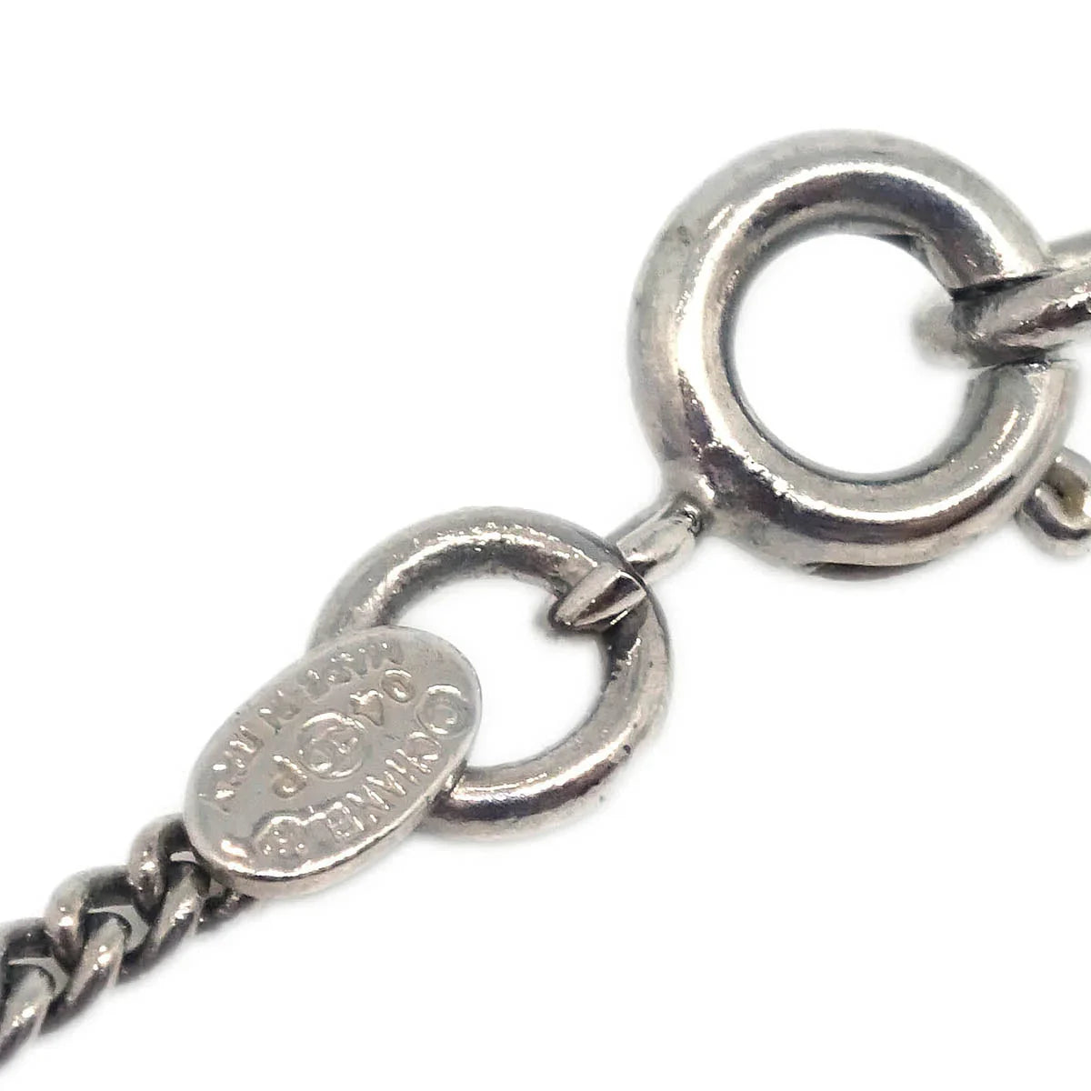 Chanel CC Heart Chain Necklace Silver 04P