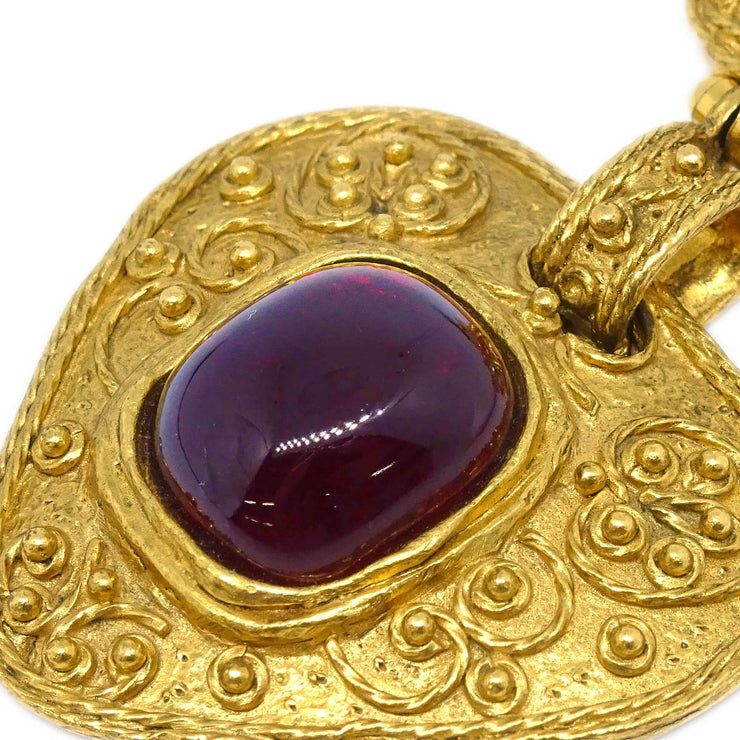 Chanel Gripoix Brooch Pin Gold Red 94A