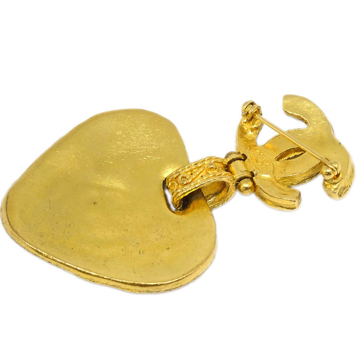 Chanel Gripoix Brooch Pin Gold Red 94A
