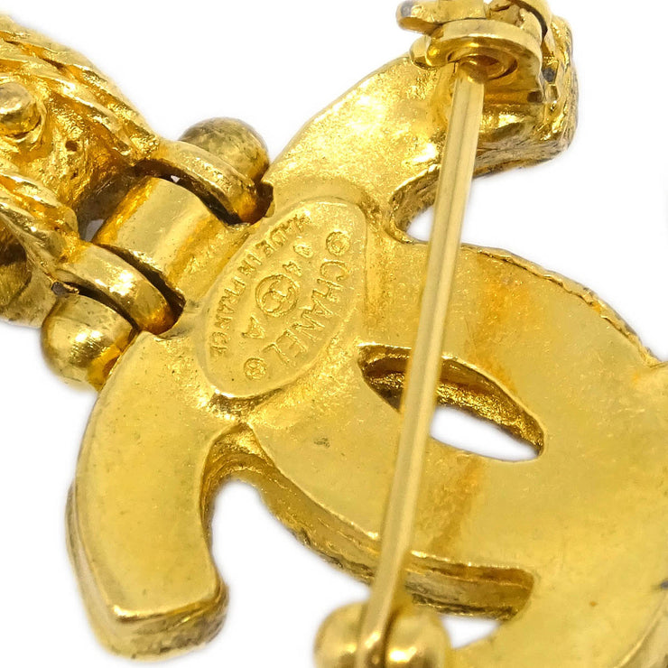 Chanel Gripoix Brooch Pin Gold Red 94A