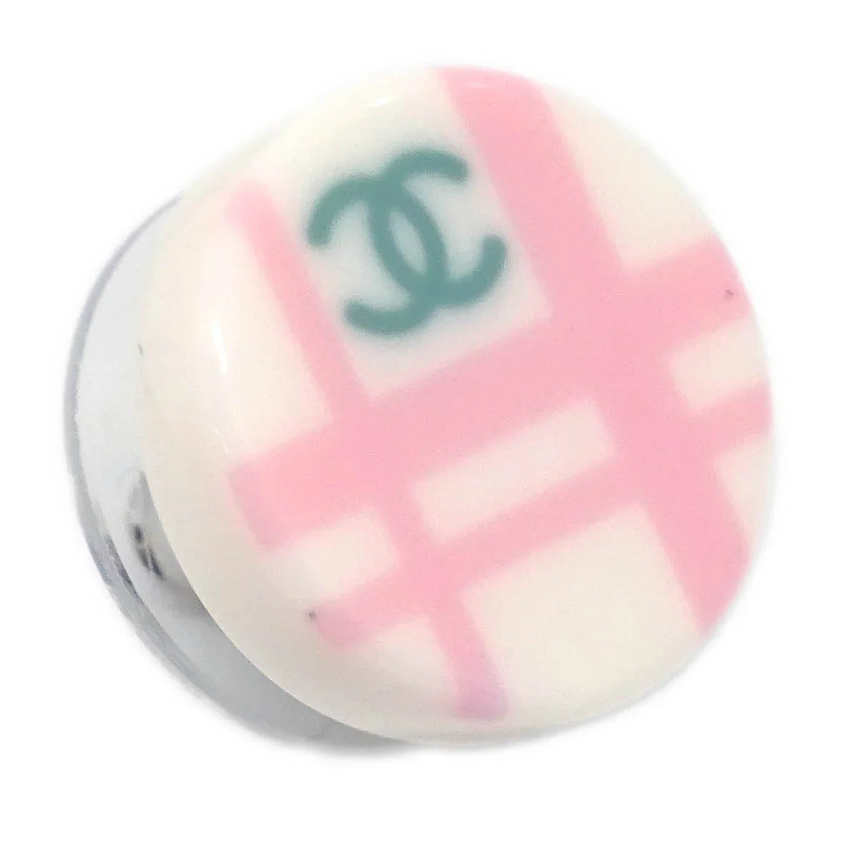Chanel Button Piercing Earrings White 05P