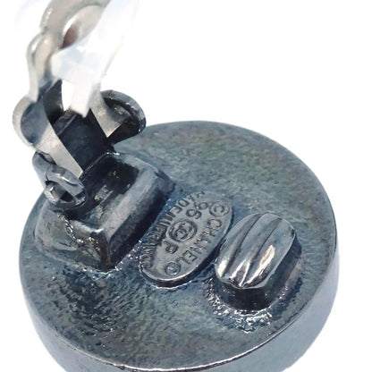 Chanel Button Earrings Clip-On Black 96P