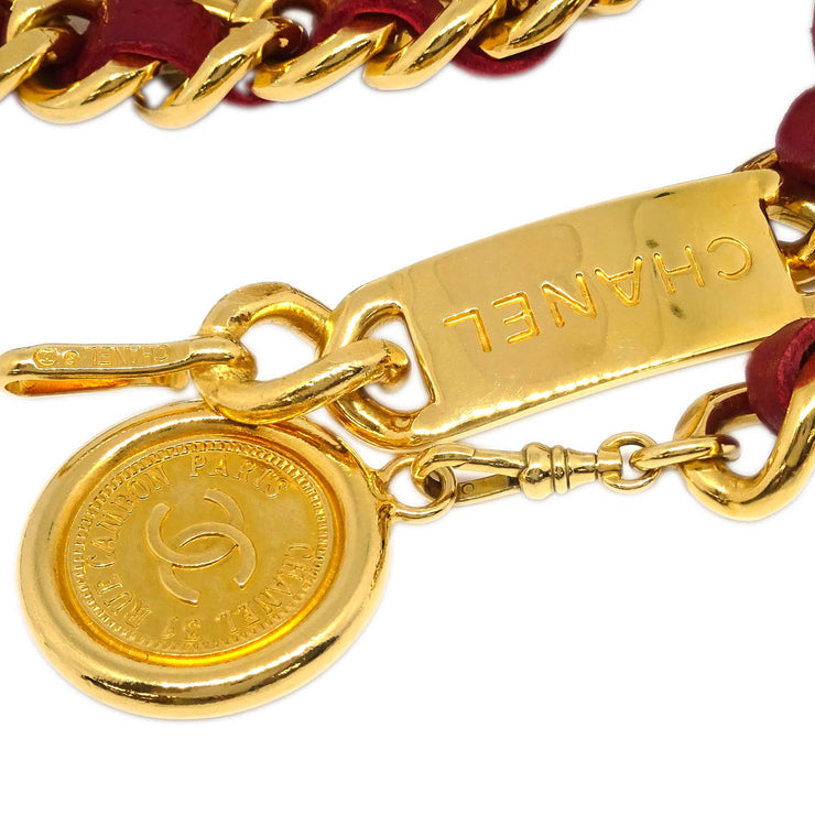 Chanel Gold Bordeaux Medallion Chain Belt Small Good