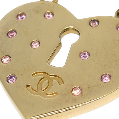 Chanel Heart Rhinestone Brooch Gold 02P
