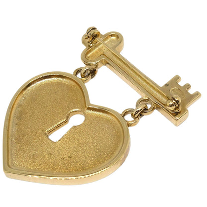 Chanel Heart Rhinestone Brooch Gold 02P