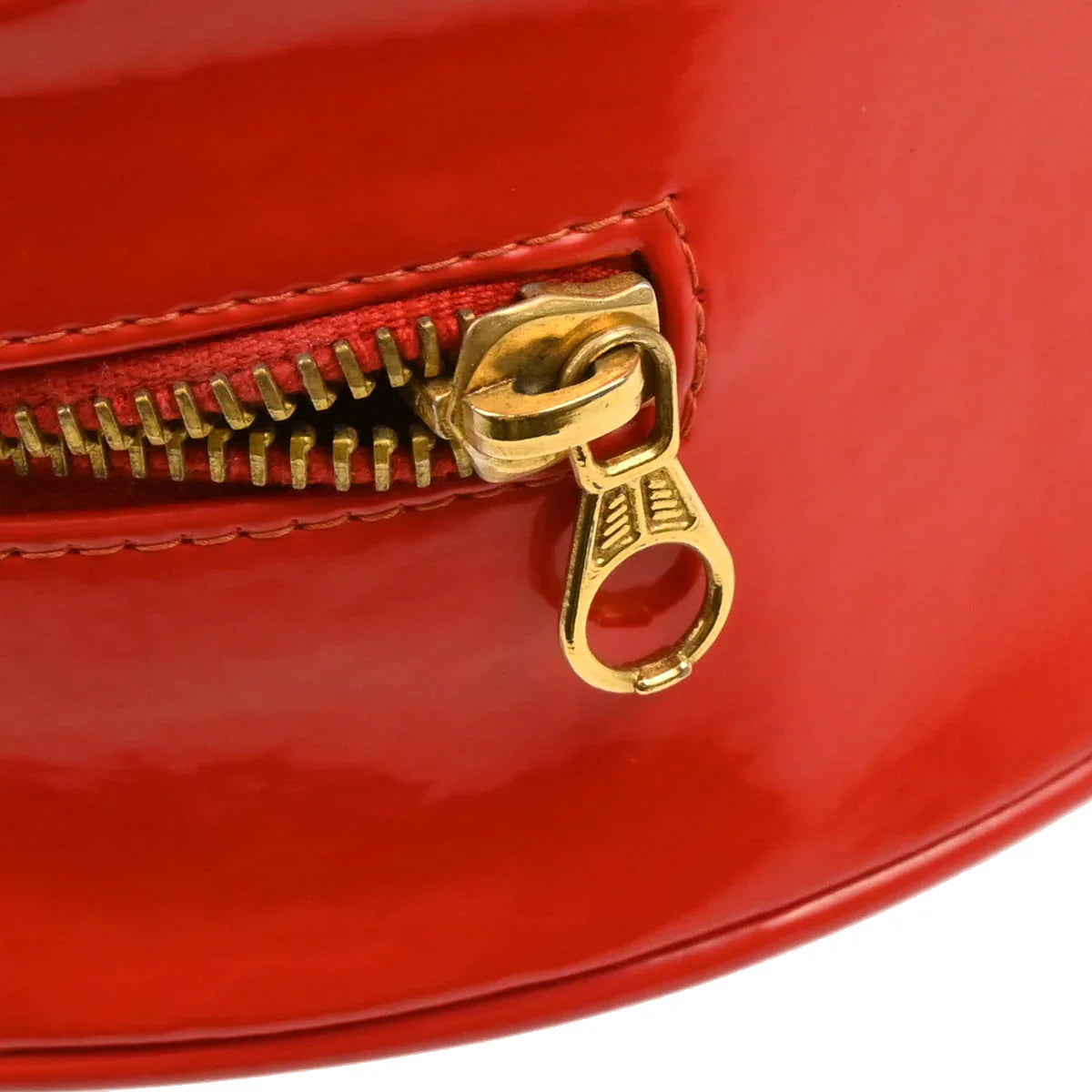 Chanel Red Patent Leather Round Vanity Handbag