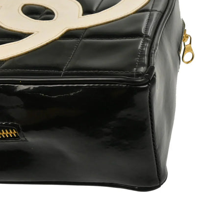 Chanel Black Patent Leather Heart Vanity Handbag