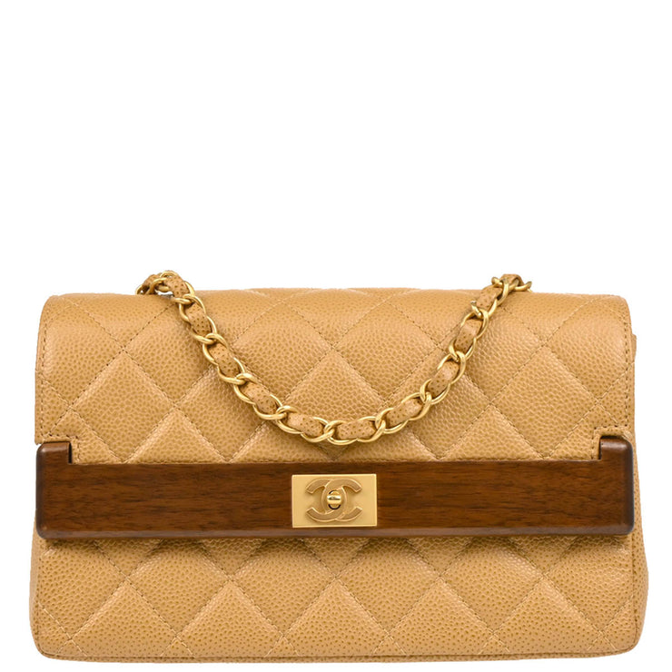 Chanel 2003-2004 Beige Caviar Shoulder Bag