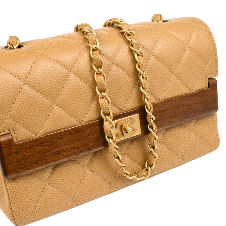 Chanel 2003-2004 Beige Caviar Shoulder Bag