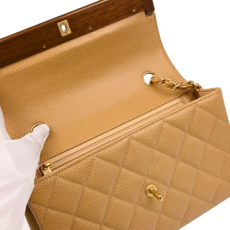 Chanel 2003-2004 Beige Caviar Shoulder Bag