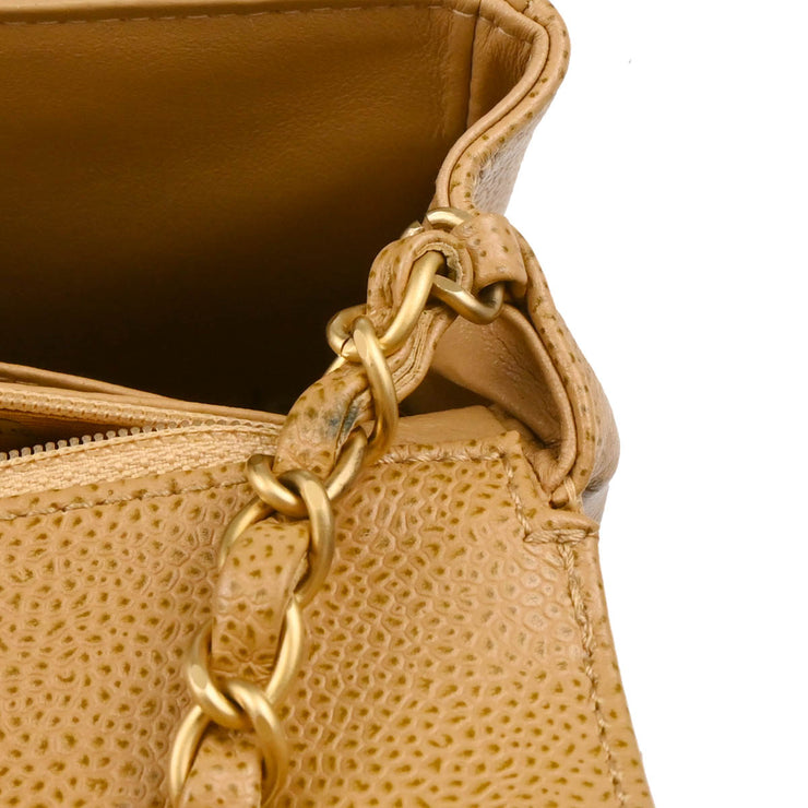 Chanel 2003-2004 Beige Caviar Shoulder Bag