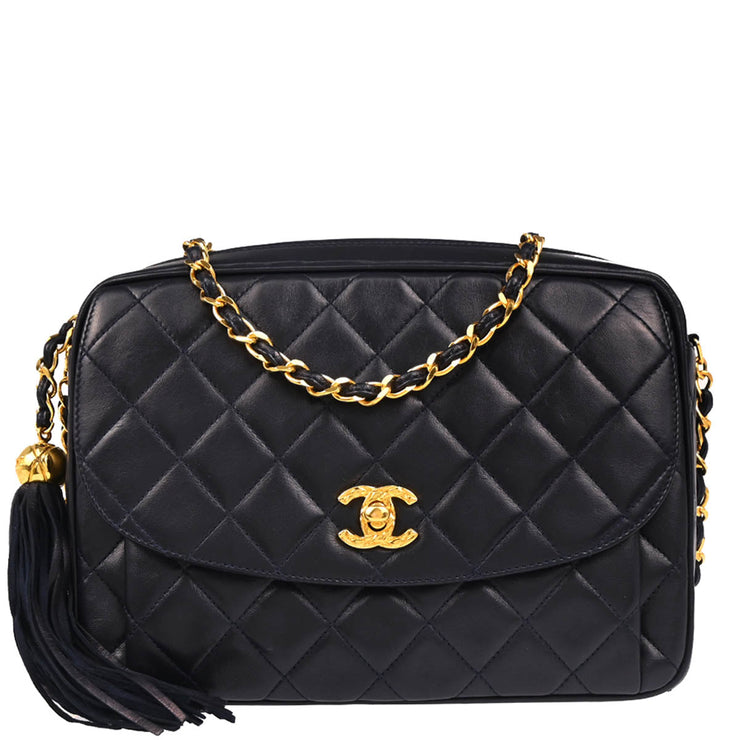 Chanel 1991-1994 Navy Lambskin Camera Bag Small