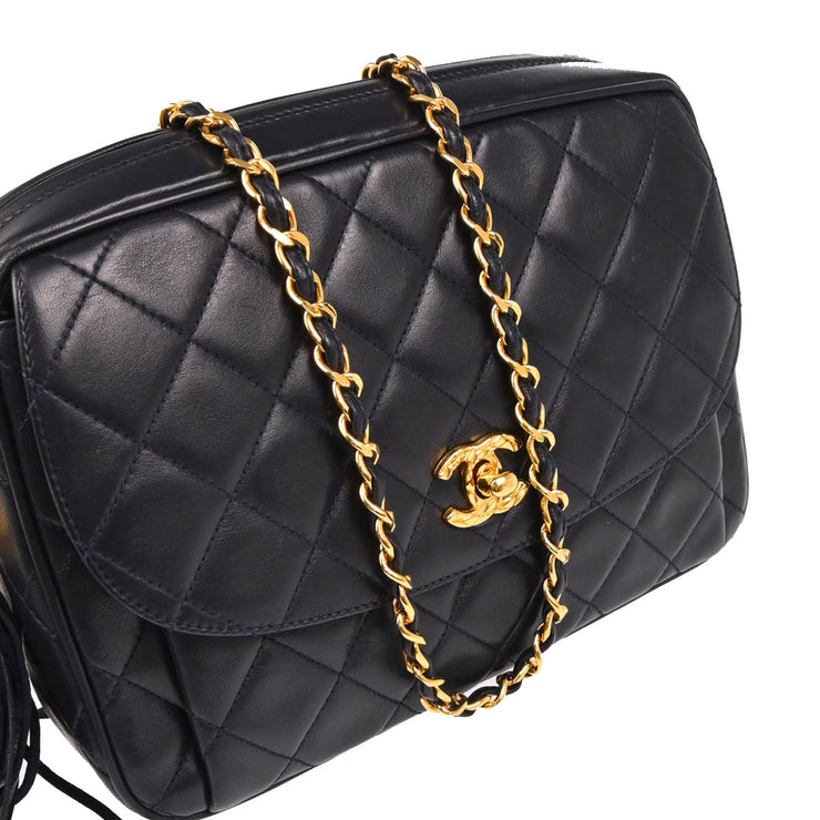 Chanel 1991-1994 Navy Lambskin Camera Bag Small