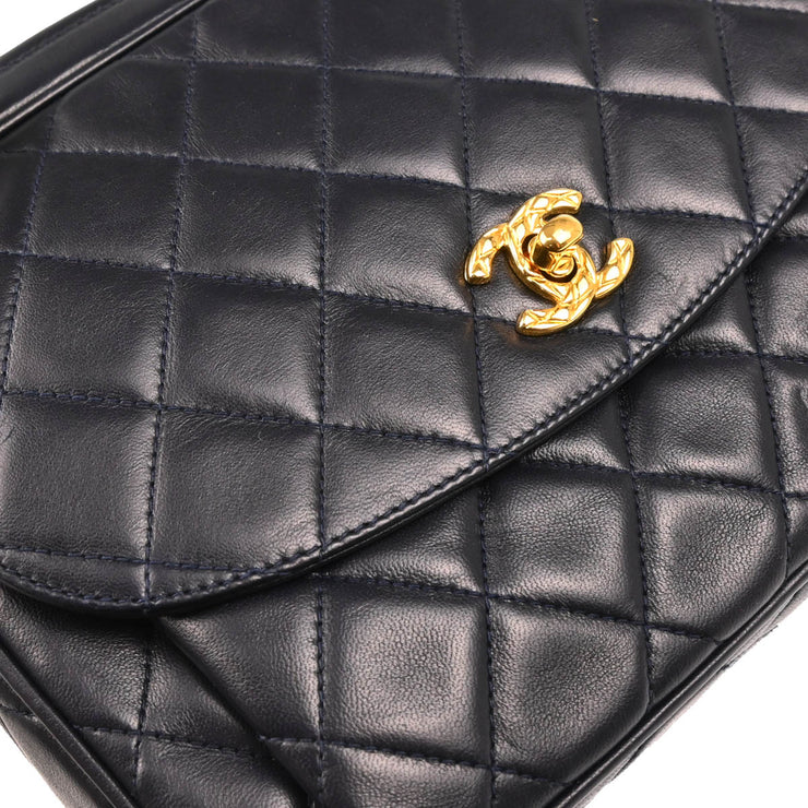 Chanel 1991-1994 Navy Lambskin Camera Bag Small