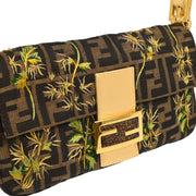 Fendi Gold Zucca Embroidered Baguette Handbag