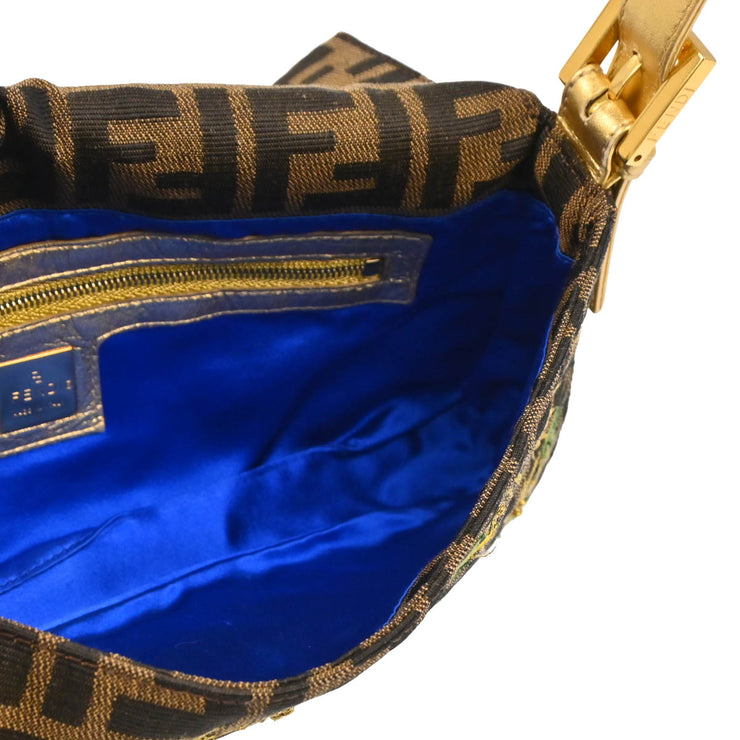 Fendi Gold Zucca Embroidered Baguette Handbag