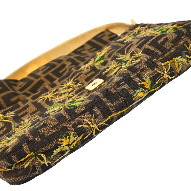 Fendi Gold Zucca Embroidered Baguette Handbag