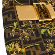 Fendi Gold Zucca Embroidered Baguette Handbag