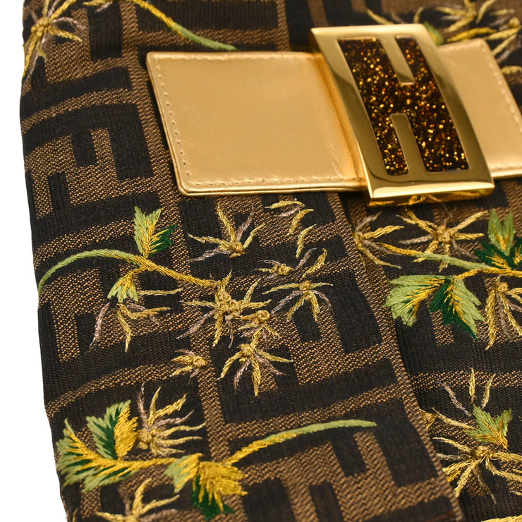 Fendi Gold Zucca Embroidered Baguette Handbag