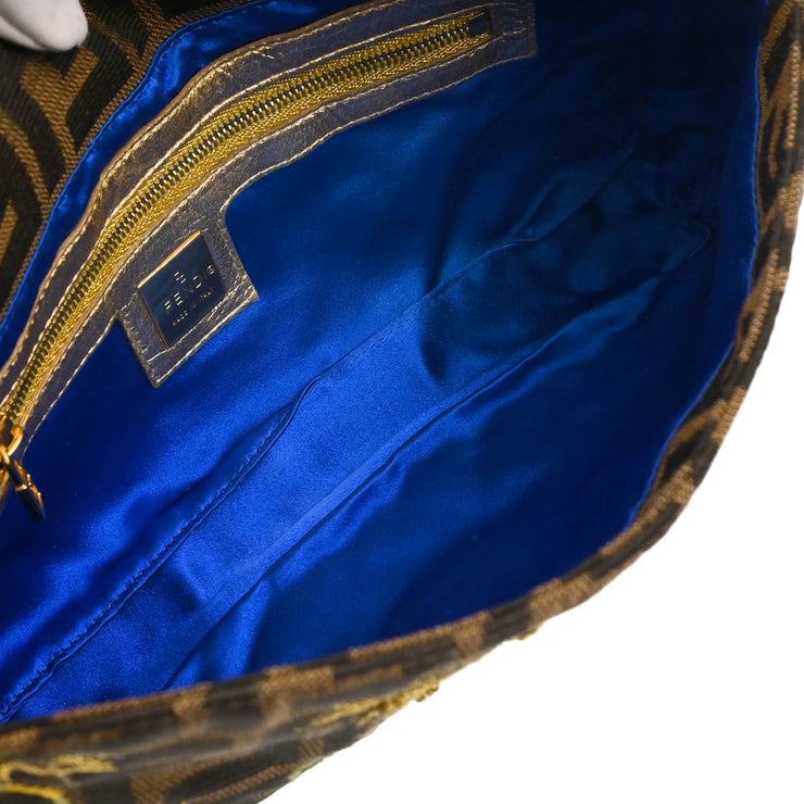Fendi Gold Zucca Embroidered Baguette Handbag
