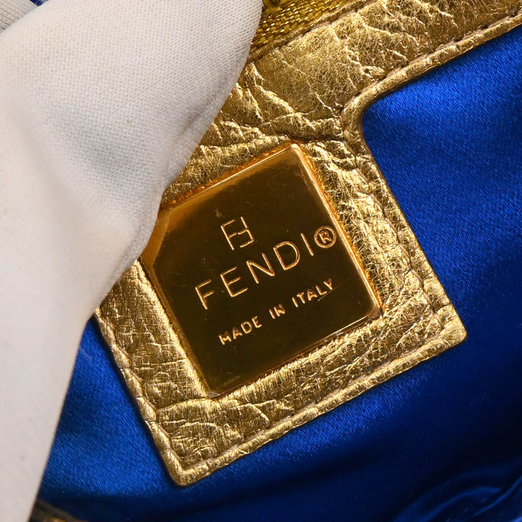 Fendi Gold Zucca Embroidered Baguette Handbag