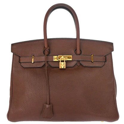 Hermes Marron Fonce Togo Birkin 35 Handbag