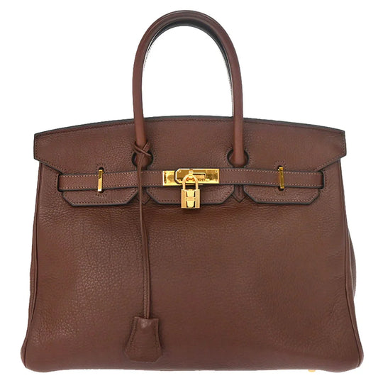 Hermes Marron Fonce Togo Birkin 35 Handbag