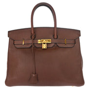 Hermes 1999 Marron Fonce Togo Birkin 35 Handbag