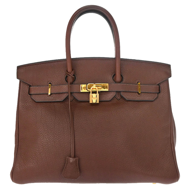 Hermes 1999 Marron Fonce Togo Birkin 35 Handbag