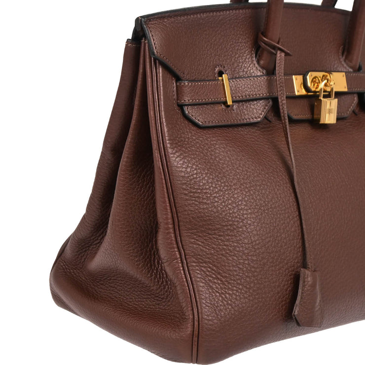 Hermes 1999 Marron Fonce Togo Birkin 35 Handbag