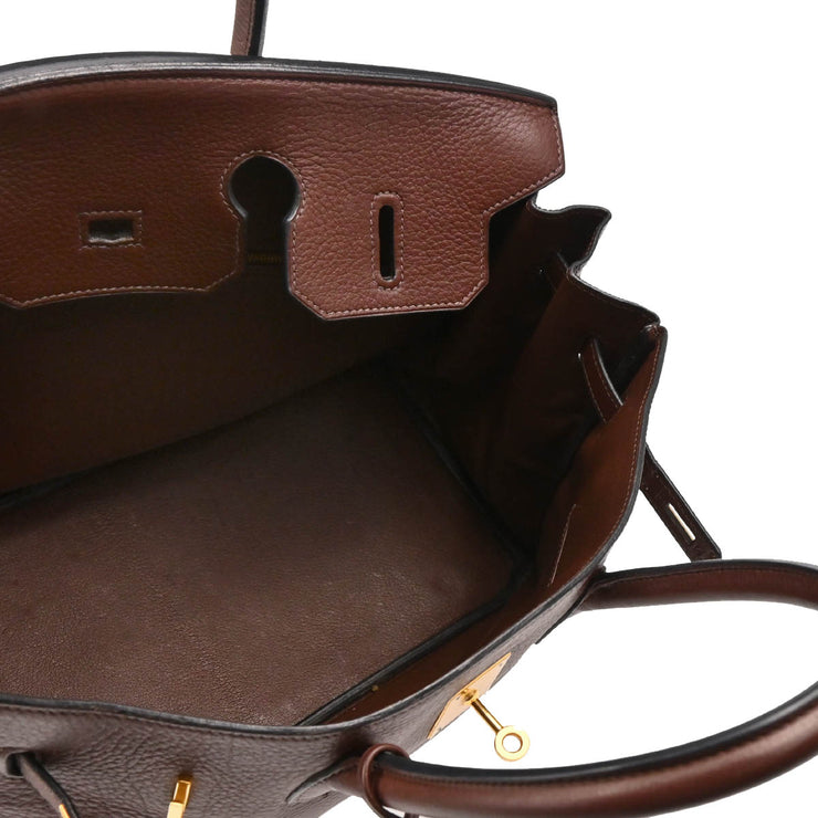 Hermes 1999 Marron Fonce Togo Birkin 35 Handbag