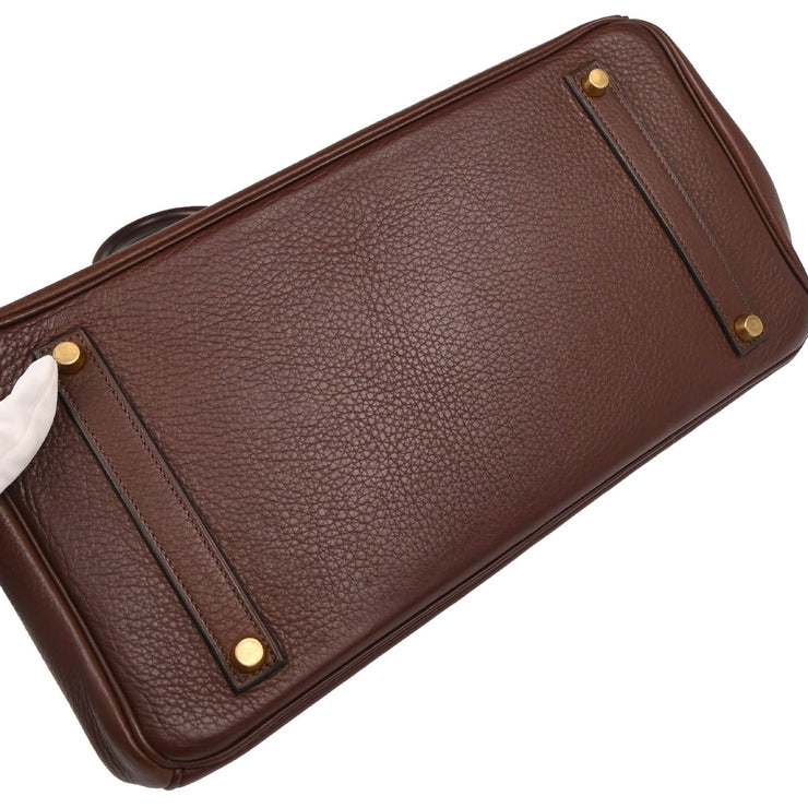 Hermes 1999 Marron Fonce Togo Birkin 35 Handbag