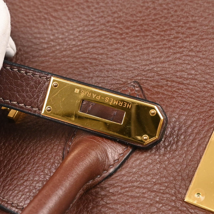 Hermes 1999 Marron Fonce Togo Birkin 35 Handbag