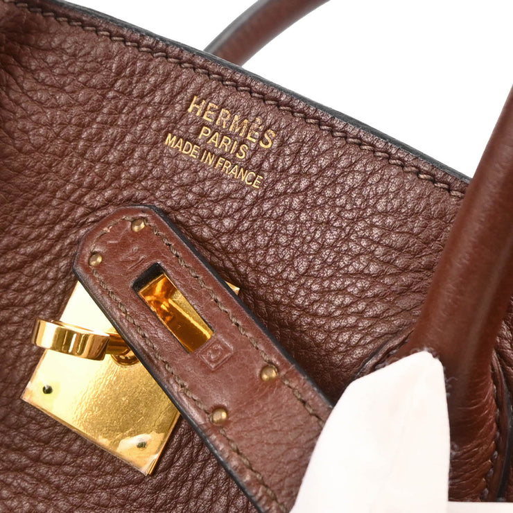 Hermes 1999 Marron Fonce Togo Birkin 35 Handbag