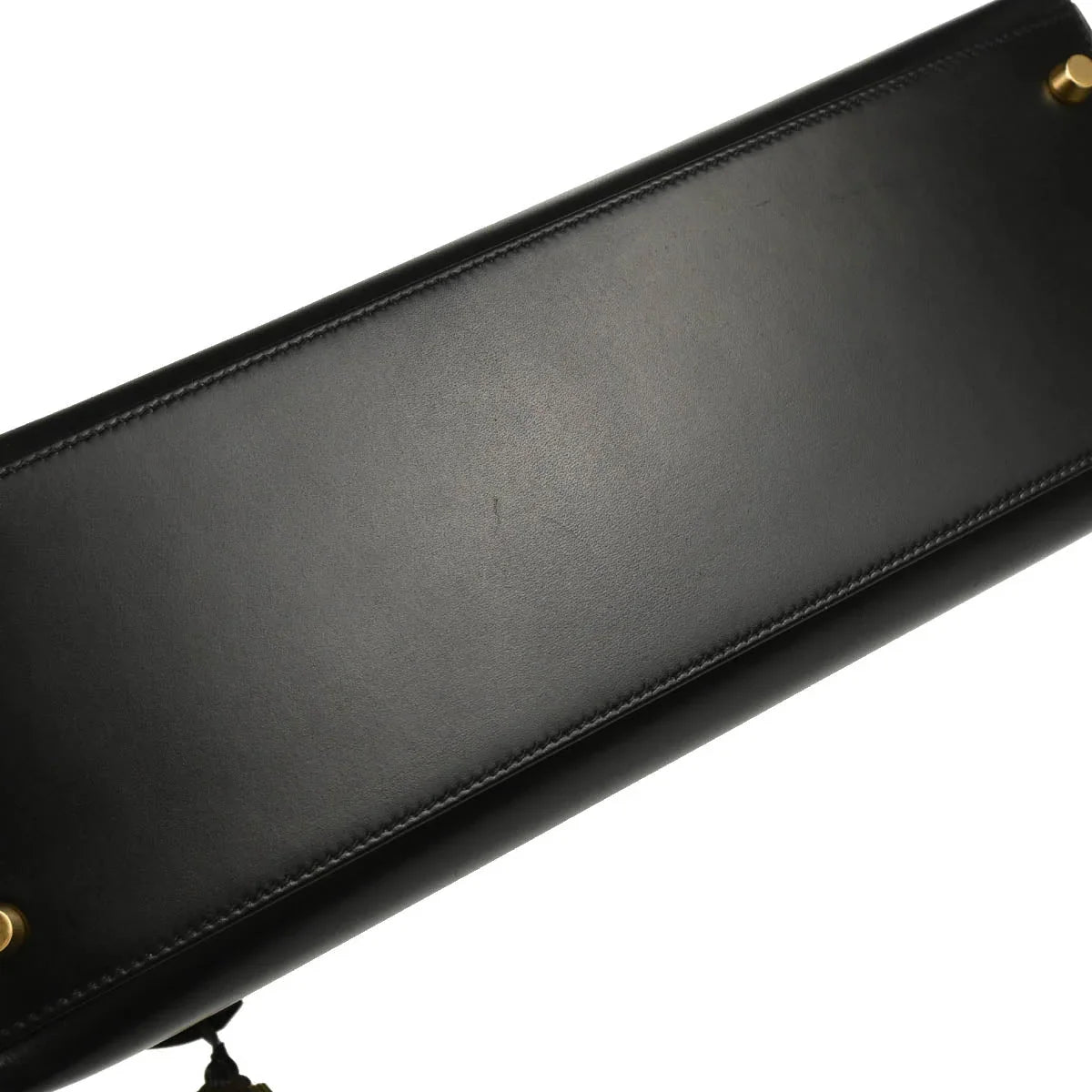 Hermes Black Box Calf Kelly 32 Sellier Handbag