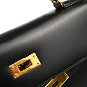 Hermes 1999 Black Box Calf Kelly 32 Sellier Handbag