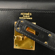 Hermes 1999 Black Box Calf Kelly 32 Sellier Handbag