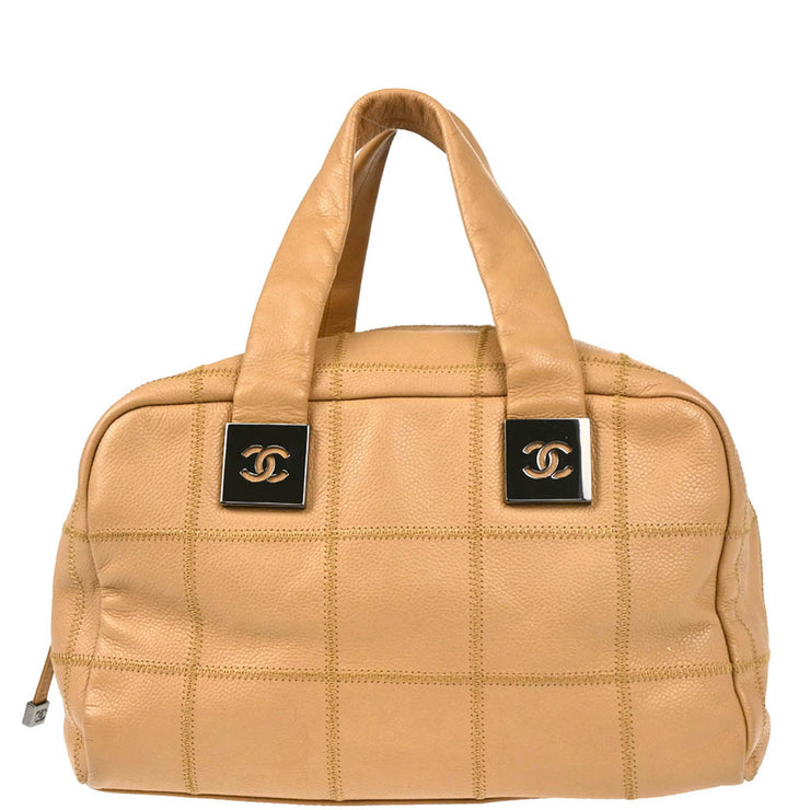 Chanel 2003-2004 Beige Caviar Choco Bar Handbag