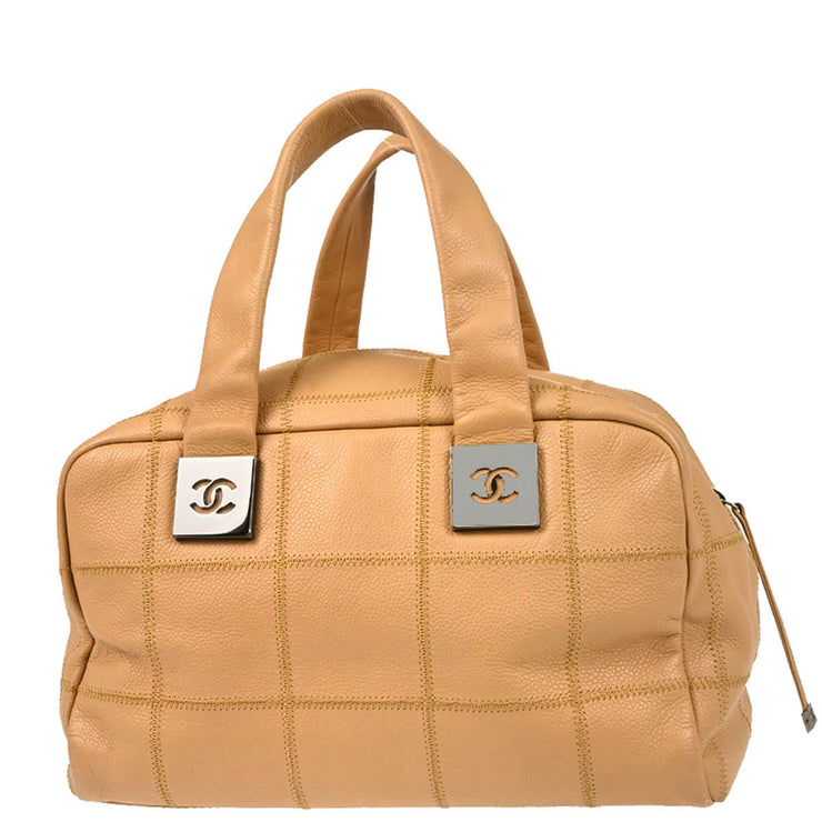 Chanel 2003-2004 Beige Caviar Choco Bar Handbag