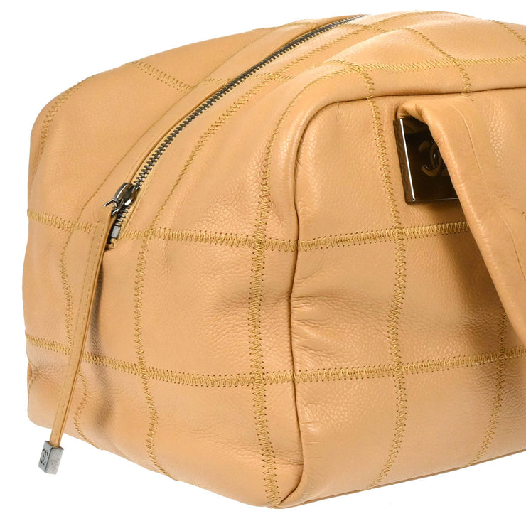 Chanel 2003-2004 Beige Caviar Choco Bar Handbag